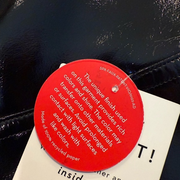 SPANXshape Faux Leather Patent Leggings Pull On Black Ankle Pants Size M NEW - Picture 11 of 13